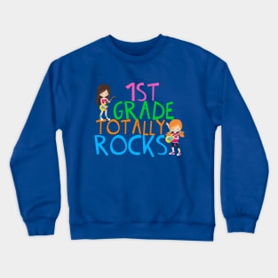 1st Grade Girls Rock Crewneck Sweatshirt